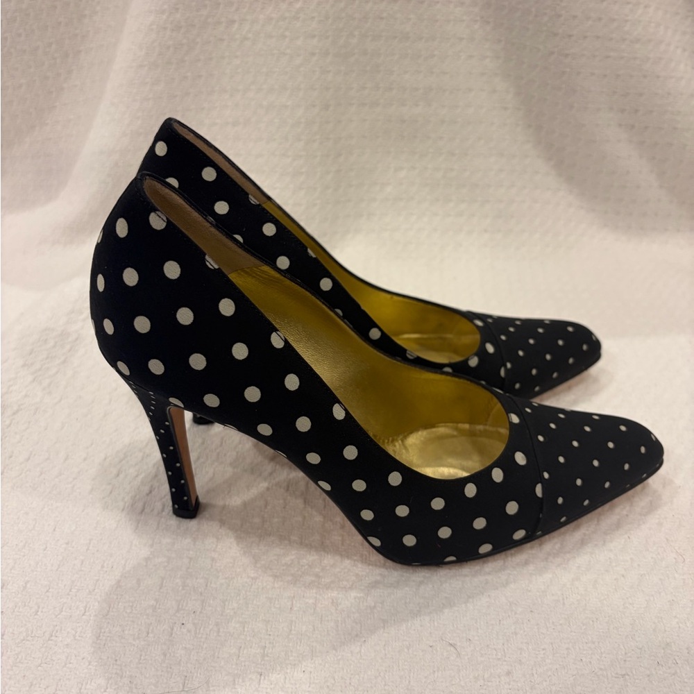 Claudio Merazzi Black & White Polka Dot Classic Heel Pumps Size 6.5 Italy
